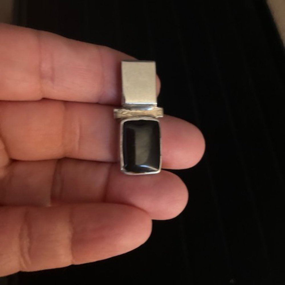 Sterling Silver Black Rectangle Pendant - image 7